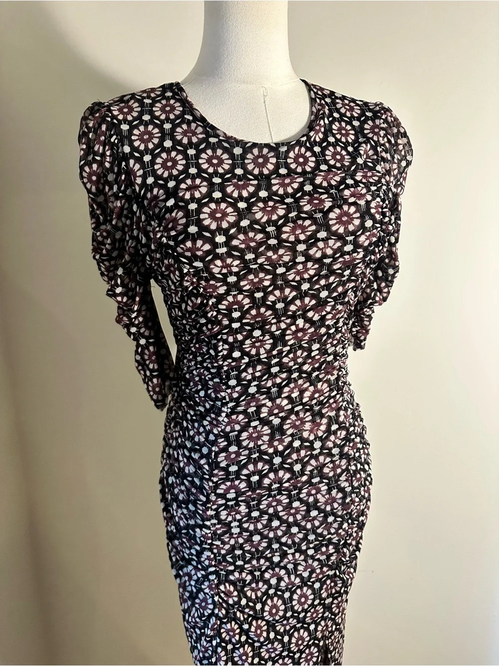 Free People Briella Ruched Midi Dress – Size XS/Small